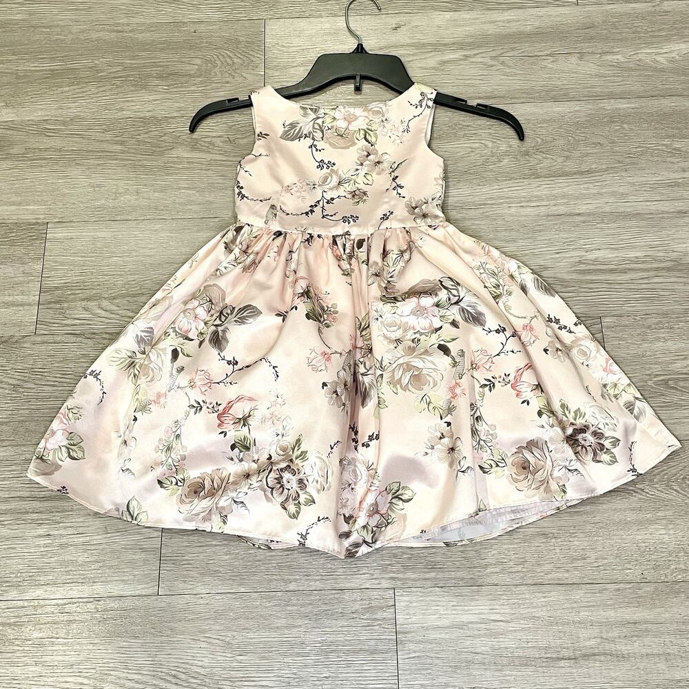 Pippa & Julie Sleeveless Floral Dress Size 4 Girls Pink Party Wedding